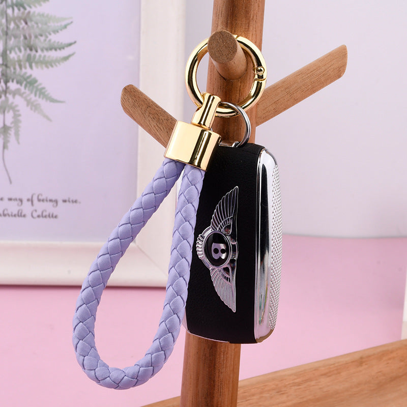 Wholesale PU Leather Woven Lanyard Keychain